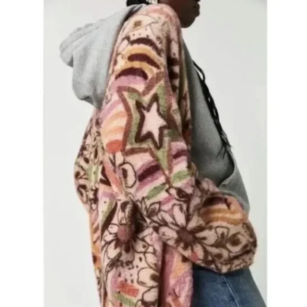 Free People Carson Cozy Cardi Sweater Floral NEW Small - Picture 2 of 4